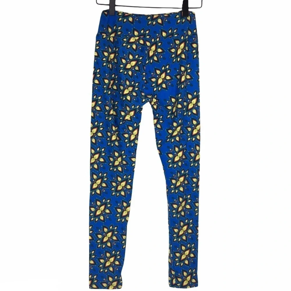 LULAROE Leggings OS One Size Aztec Southwestern Floral Flame Blue Yellow Black